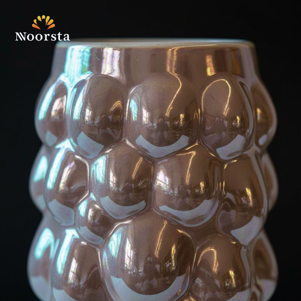 طقم مجات بورسلين بابلز لاستر شيك مع استاند - Modern Luster Bubble Porcelain Mug Set - Noorsta