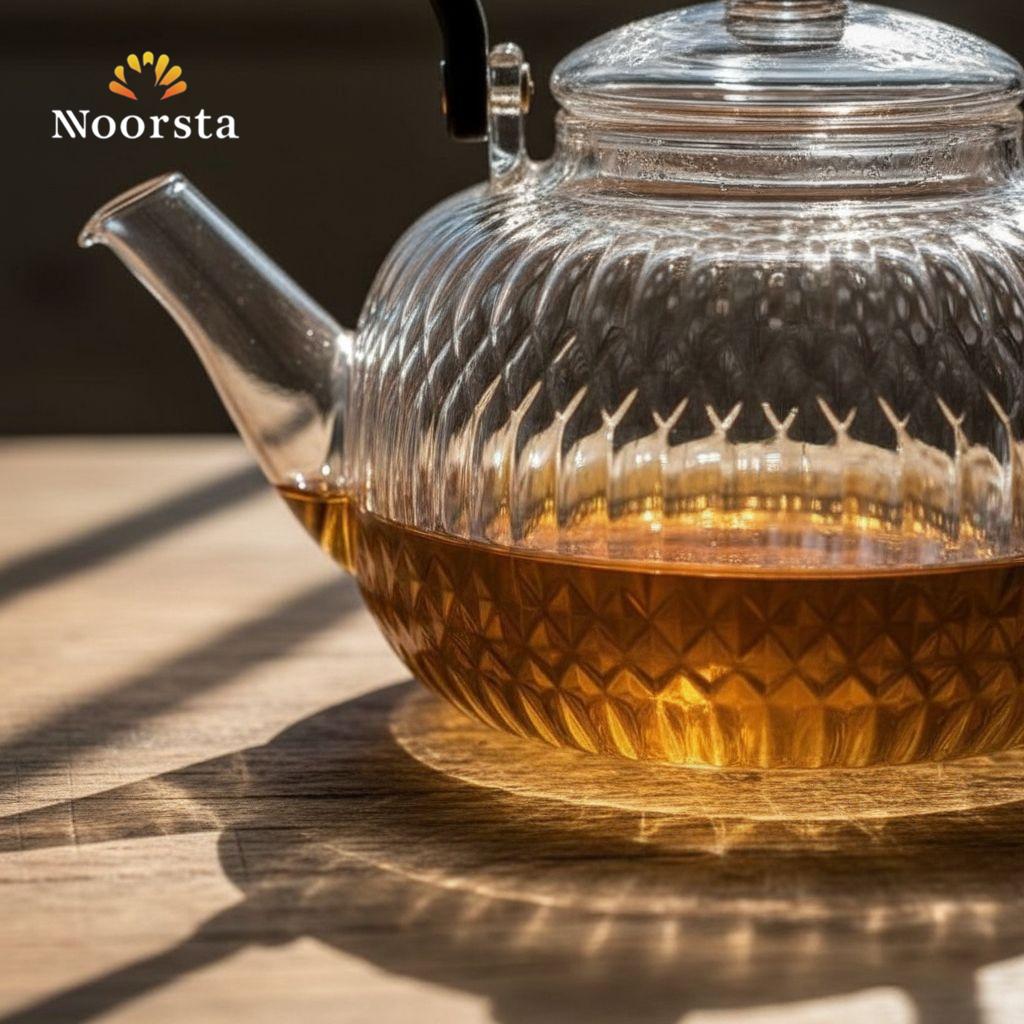 Crystal Diamond Textured Borosilicate Glass Tea Set with Ergonomic Handle - 7 Piece Set