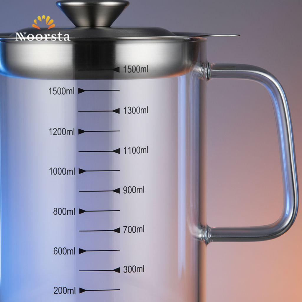 دورق زيت ولبانة بايركس حراري 1500 مل - Premium Pyrex Glass Measuring Jug & Oil Dispenser - Noorsta
