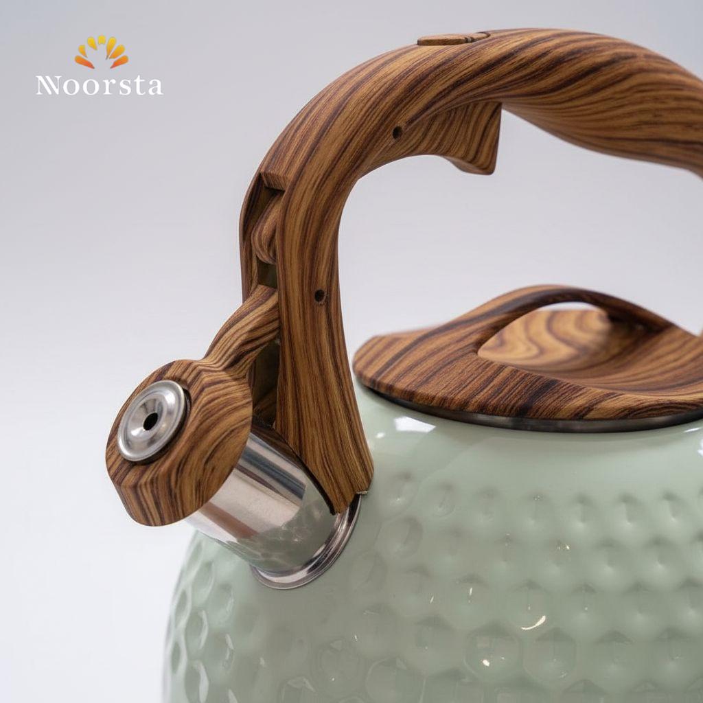 براد شاي VICALINa ألماني بصفارة 3 لتر ستانلس تيتانيوم بيد خشبية - Premium VICALINa Whistling Tea Kettle 3L Titanium Stainless Steel - Noorsta