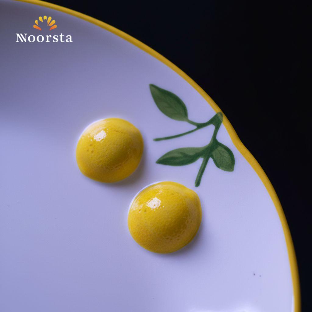 طبق بورسلين شيك بتصميم ليمون بارز لتقديمات الضيوف - Vibrant Lemon Embossed Porcelain Plate for Elegant Hosting - Noorsta
