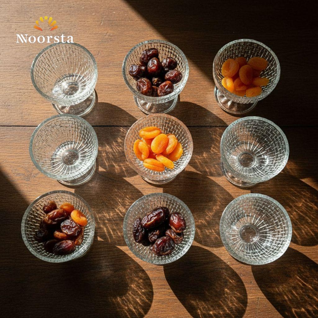 طقم كاسات آيس كريم وحلويات زجاجي بنقشة الكريستال - 6 قطع