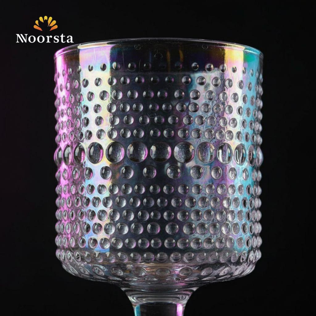 كاس قزاز شيك لتقديم العصير - Lumina Iridescent Hobnail Glass Goblet - Noorsta