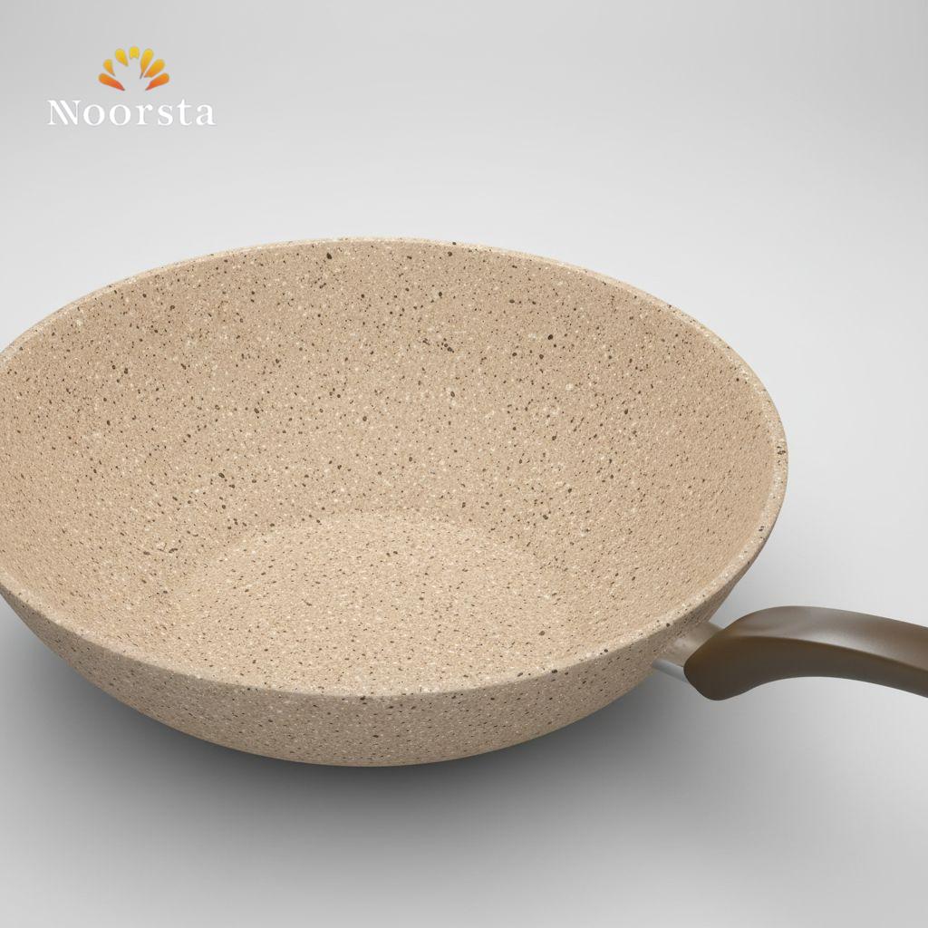 طاسة ووك جرانيت كوك ان مقاس 28 كريمي وأسود - Premium Granite Wok Pan 28cm - Noorsta
