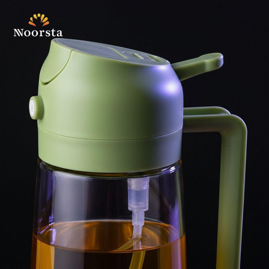 ازازة زيت وبخاخة عملية للمطبخ - Versatile 2-in-1 Glass Oil Dispenser and Sprayer - Noorsta
