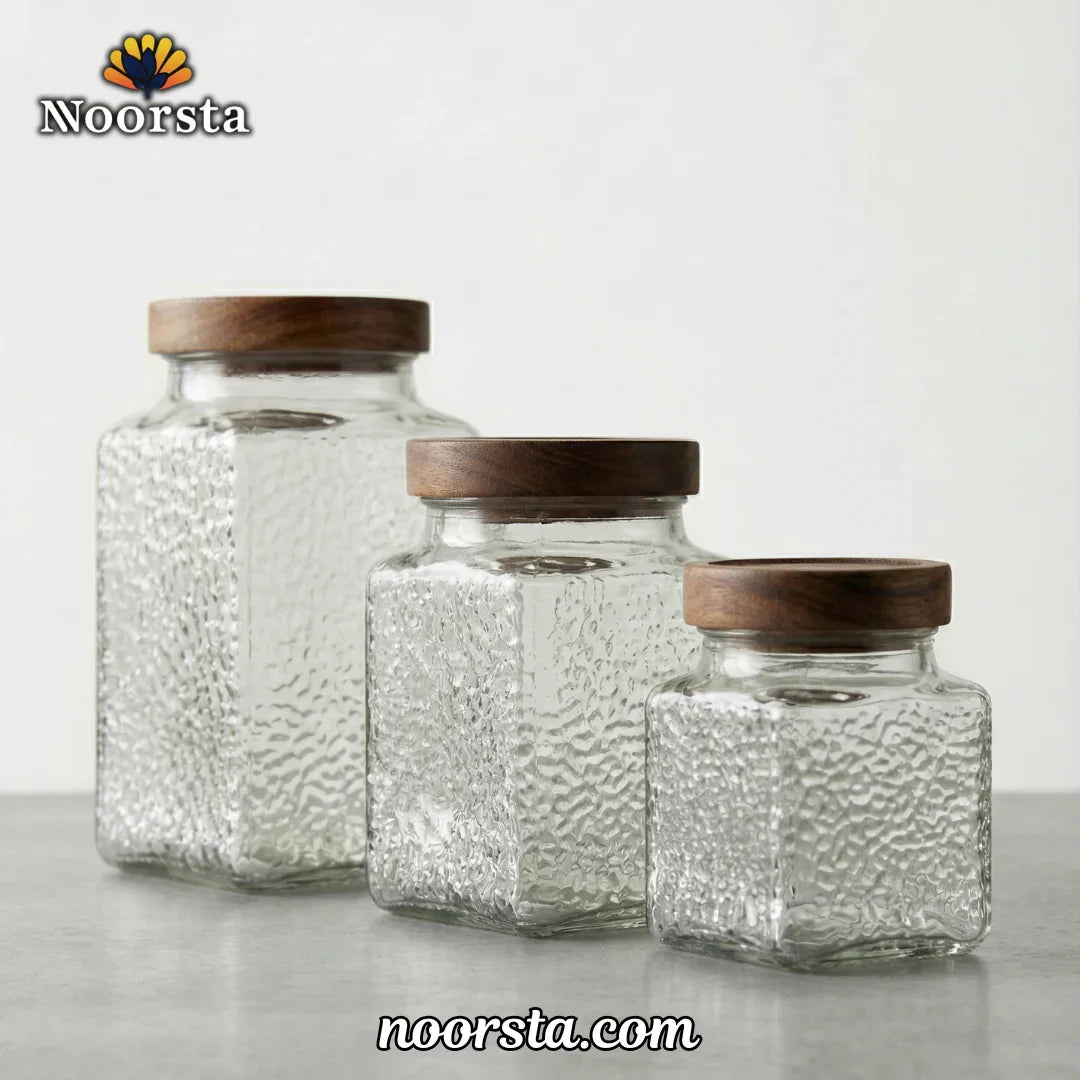 Hammered Glass Storage Jar