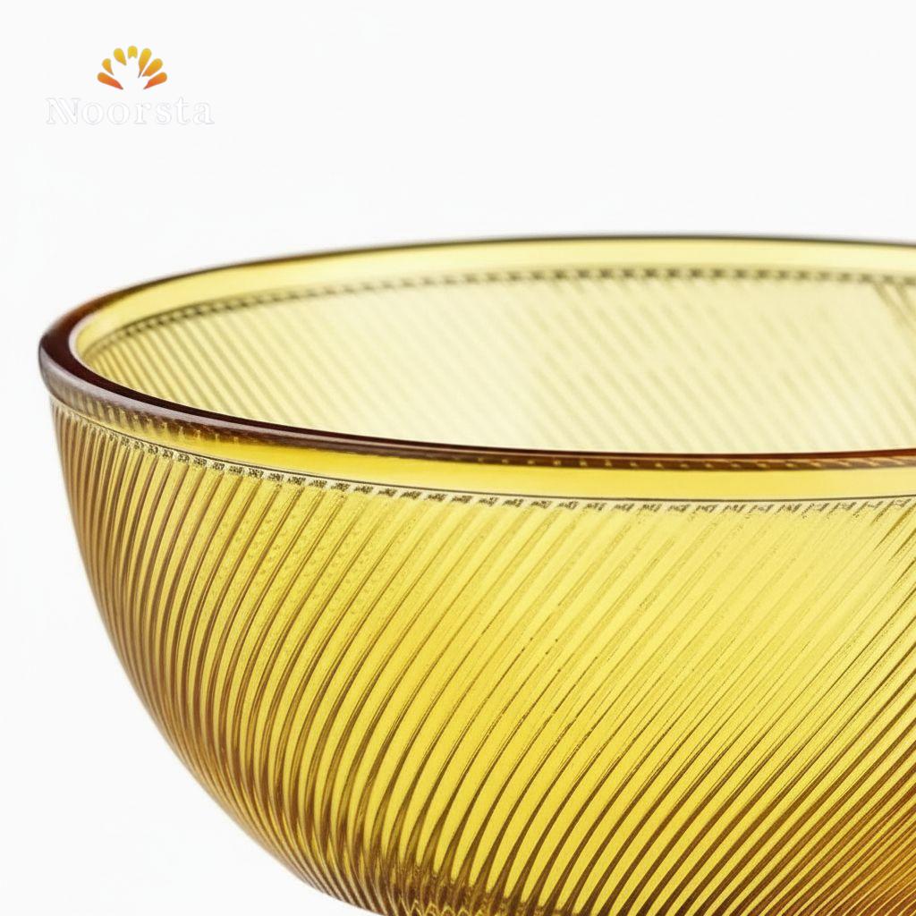 Soleil Amber Ribbed Glass Serving Bowl