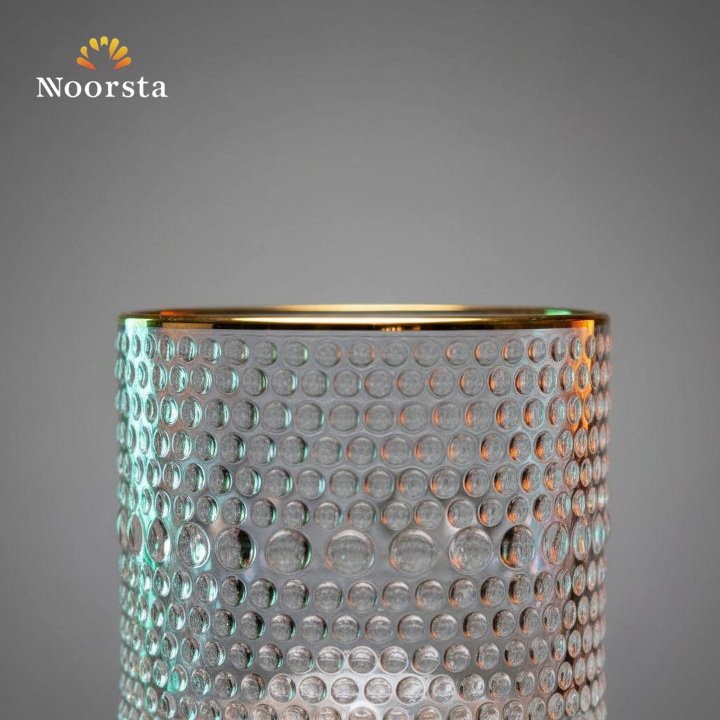 كاس زجاجي شيك بحافة دهبي لجهاز العروسة - Luxury Beaded Glass Goblet with Gold Rim - Noorsta