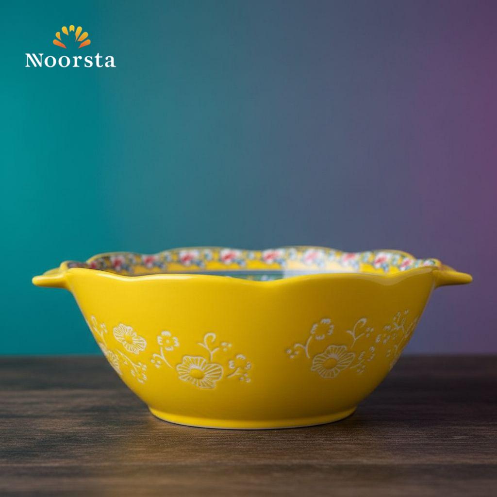 بولة بورسلين أندلسي أصفر شيك جدا - Authentic Yellow Andalusian Porcelain Bowl - Noorsta