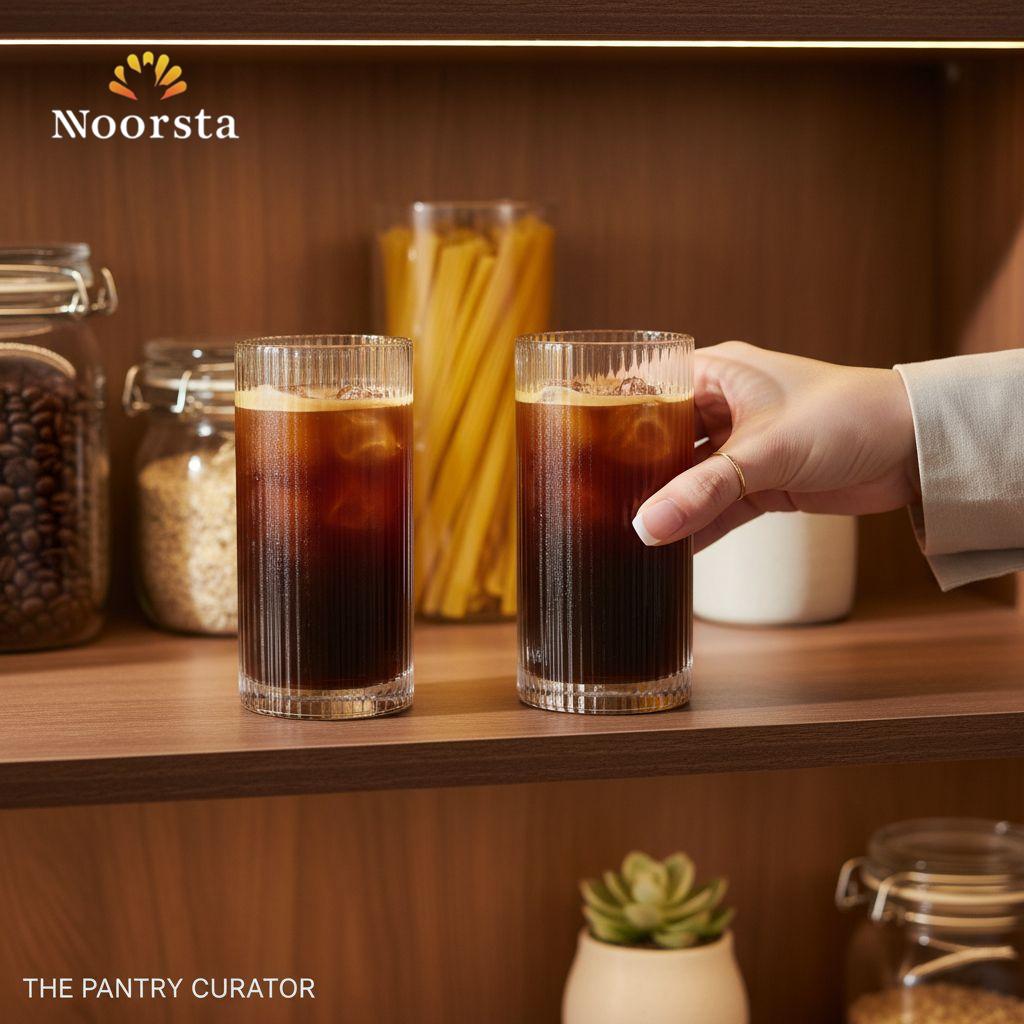 كوب زجاجي طويل مضلع فاخر من نورستا