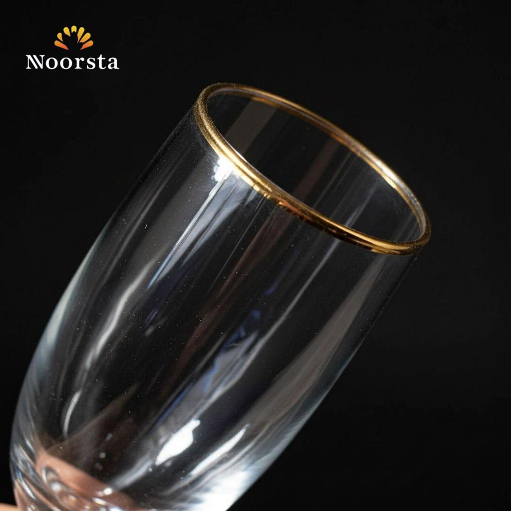 Eternal Gold-Rimmed Crystal Glass Flute Set - 6 Pieces