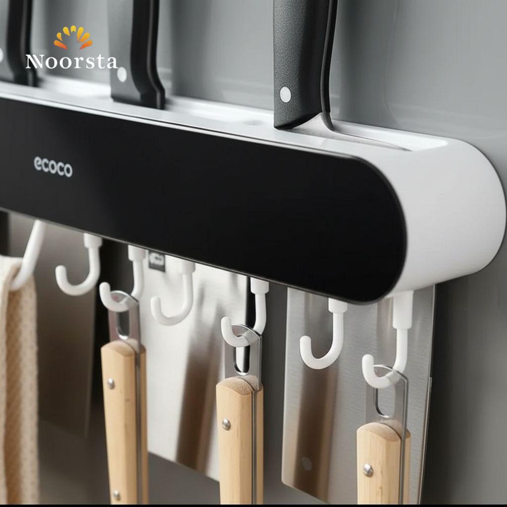 Noorsta™ Elite Wall-Mounted Multifunctional Kitchen Organizer & Knife Rack