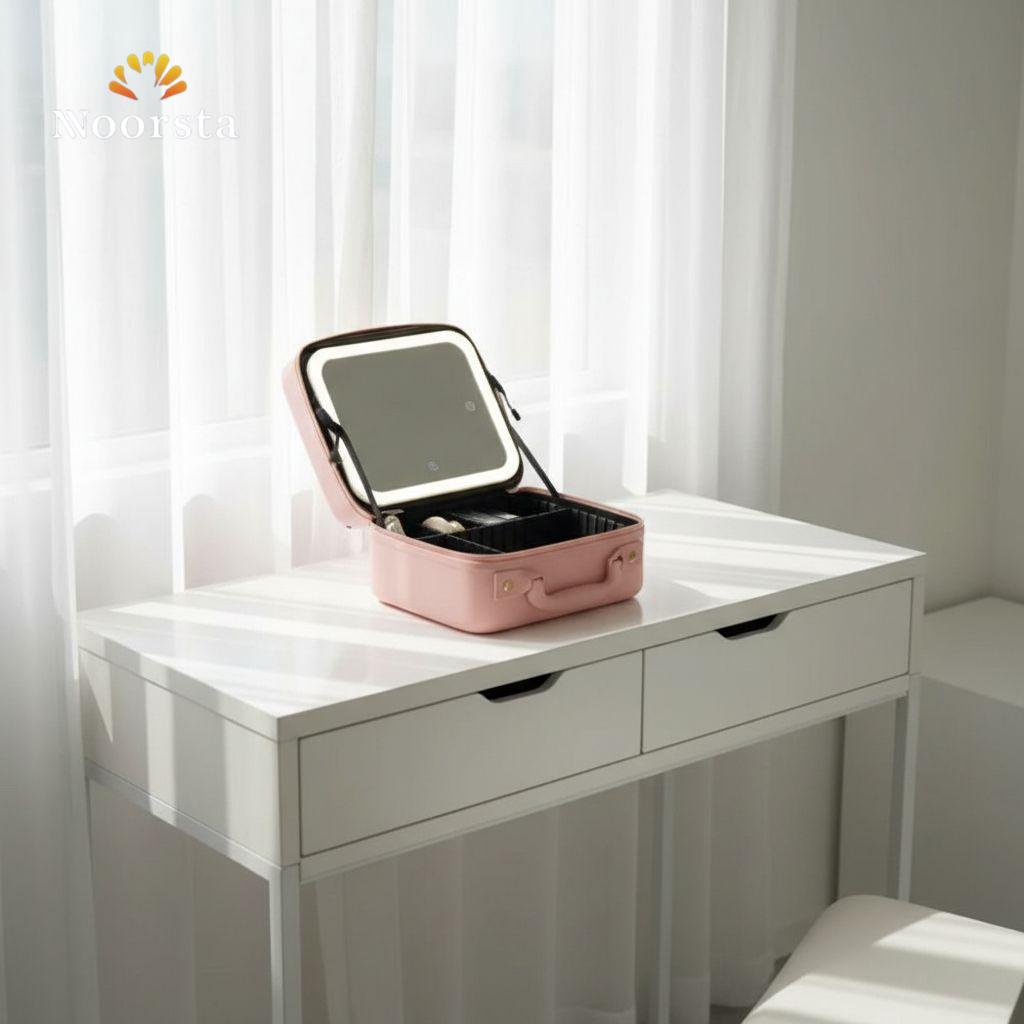 حقيبة لومينوسا الذكية: منظم مكياج مع مرآة مضيئة