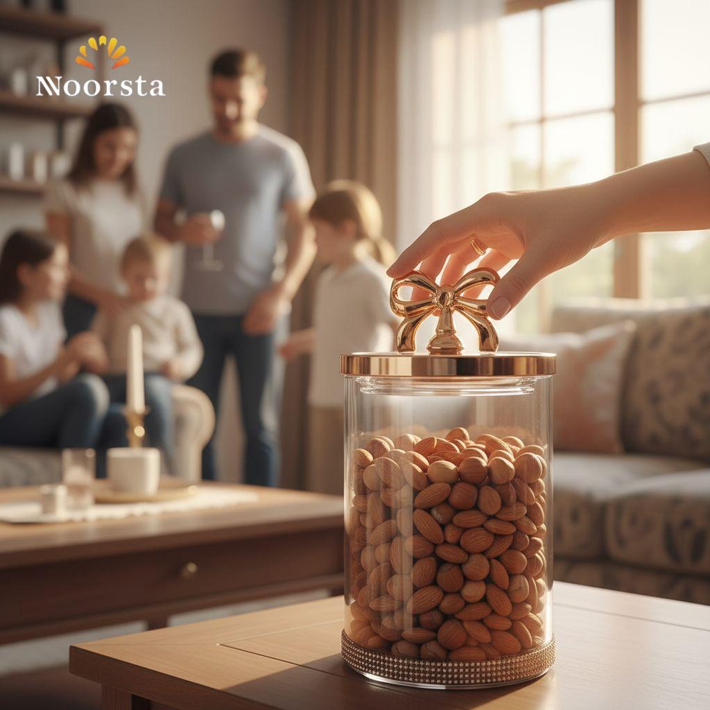 Royal Gold Bow 3-Piece Crystal-Base Storage Jar Set