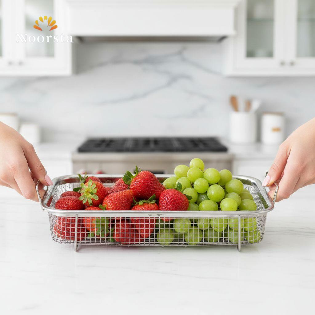 Noorsta Premium Stainless Steel Rectangular Mesh Strainer & Prep Basket