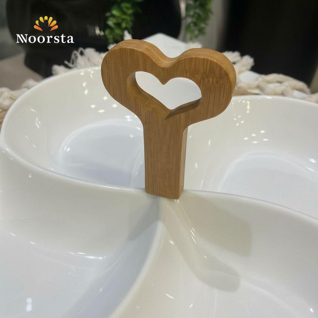 طبق تسالي بورسلين مقسم شيك جدا - Elegant Pure Porcelain Divided Snack Dish - Noorsta