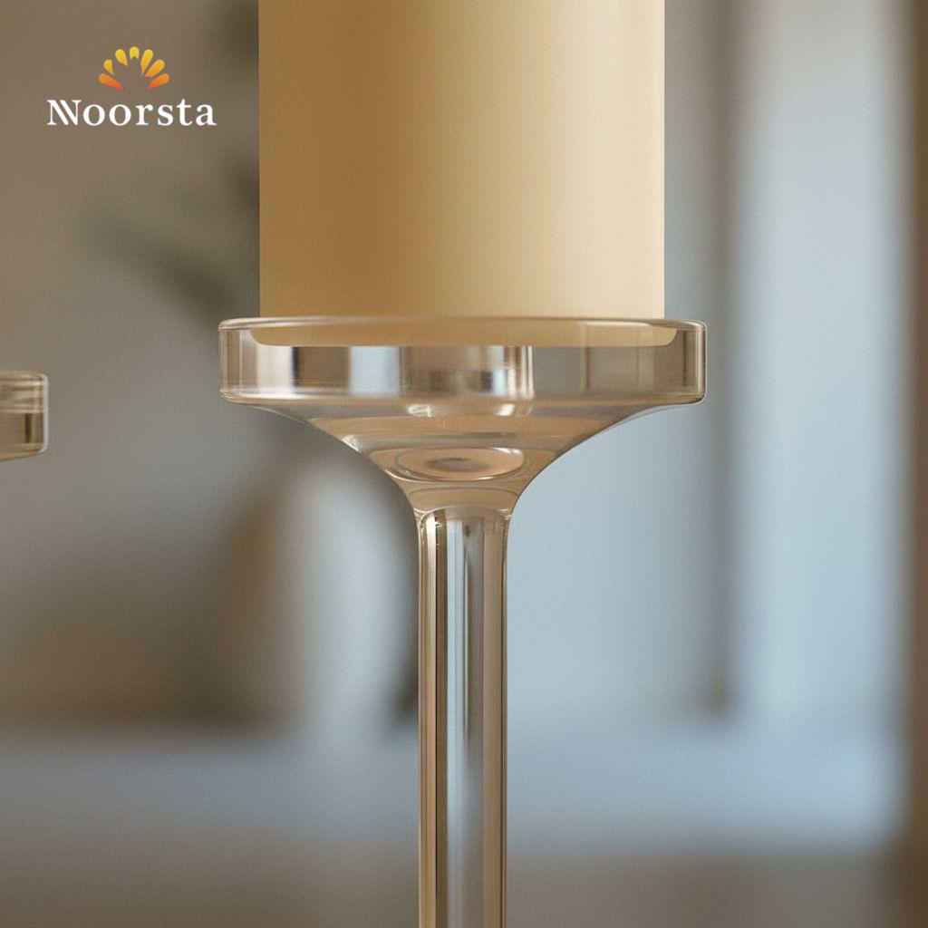 طقم شمعدان اكريليك شيك جدا لترابيزة السفرة - Modern Clear Acrylic Candle Holder Set of 3 - Noorsta