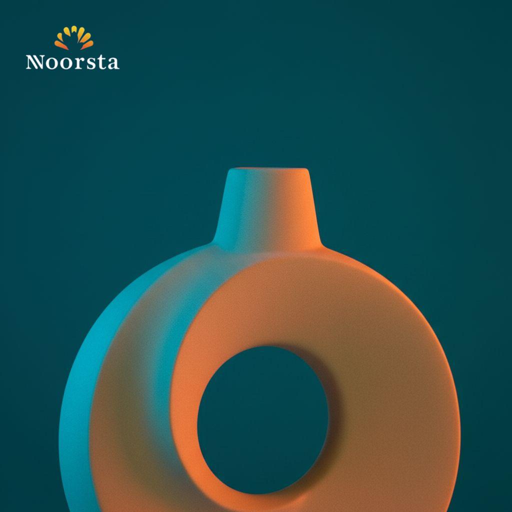 فازة بورسلين ديكور مودرن للبيت - Minimalist Circular Donut Porcelain Vase - Noorsta