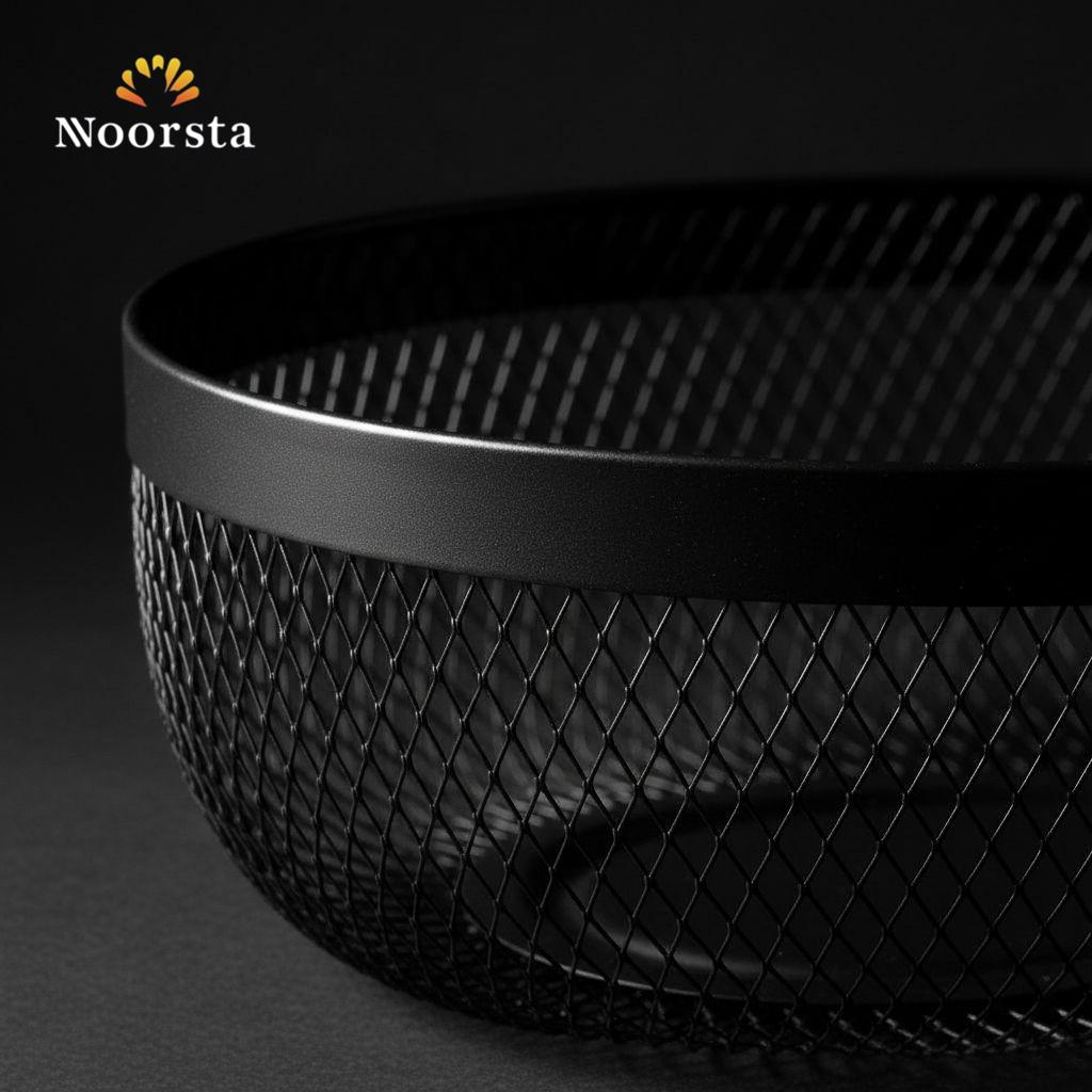 Noir Mesh Oval Serving Basket - Matte Black Industrial Collection