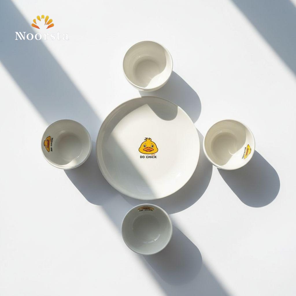 DD Chick Luxury Porcelain Kids Dinner Set - 5 Piece
