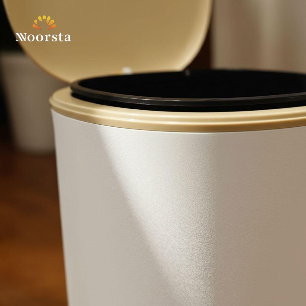 Ecoco Serenity Modern Pedal Waste Bin - Cream & White Edition