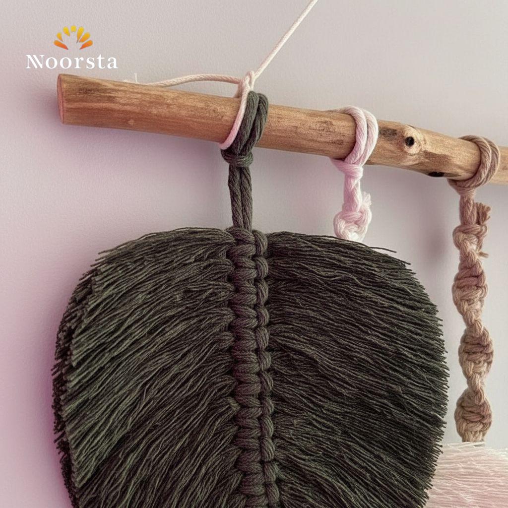 جدارية مكرمية بوهيمي شيك للبيت - Boho Chic Macrame Leaf Wall Hanging - Noorsta
