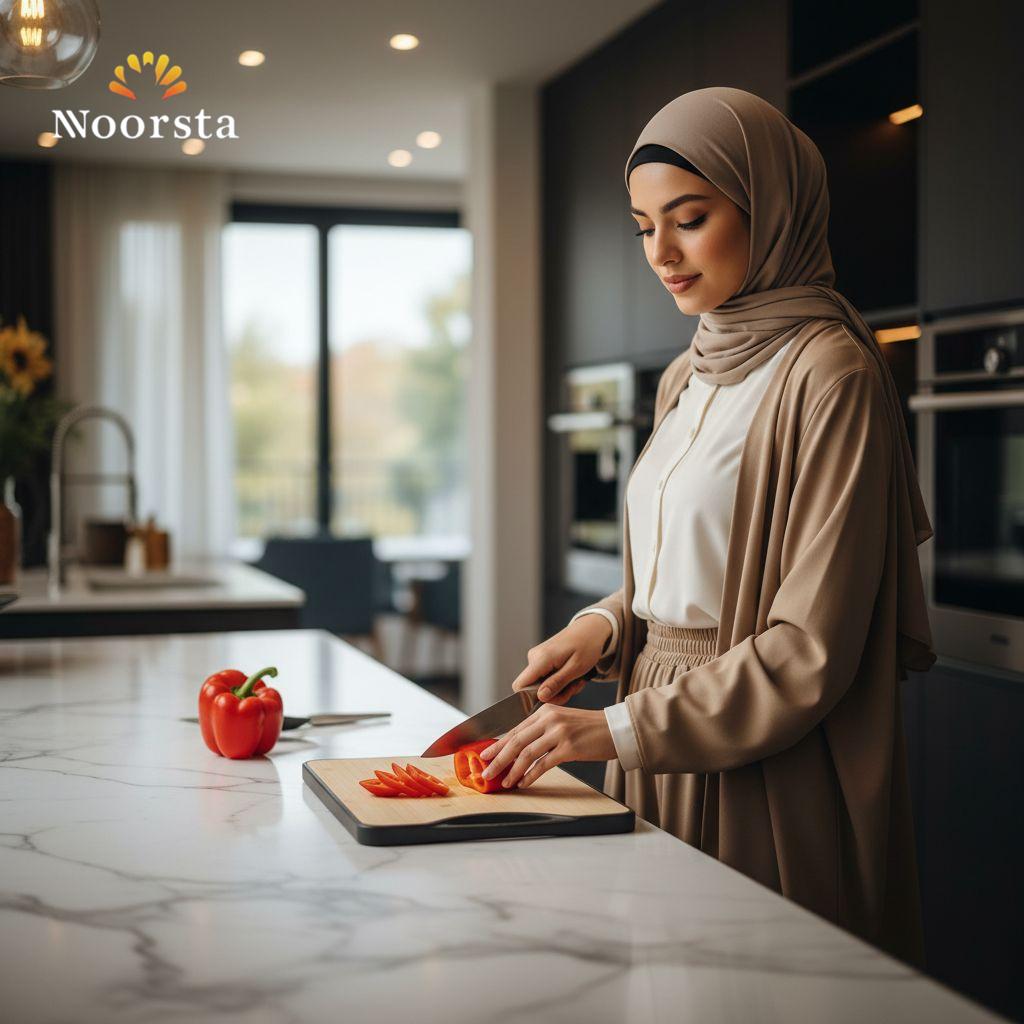 أورمة خشب متينة بوشين لتقطيع الخضار واللحوم - Premium Double-Sided Wooden Cutting Board with Dark Edge - Noorsta