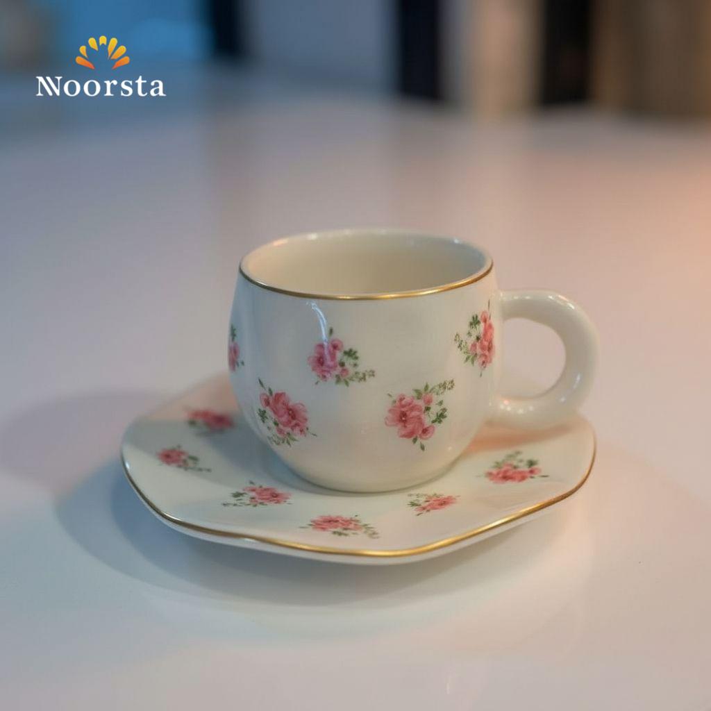 طقم قهوة شيك للضيوف - Classic Floral Porcelain Coffee Set - Noorsta