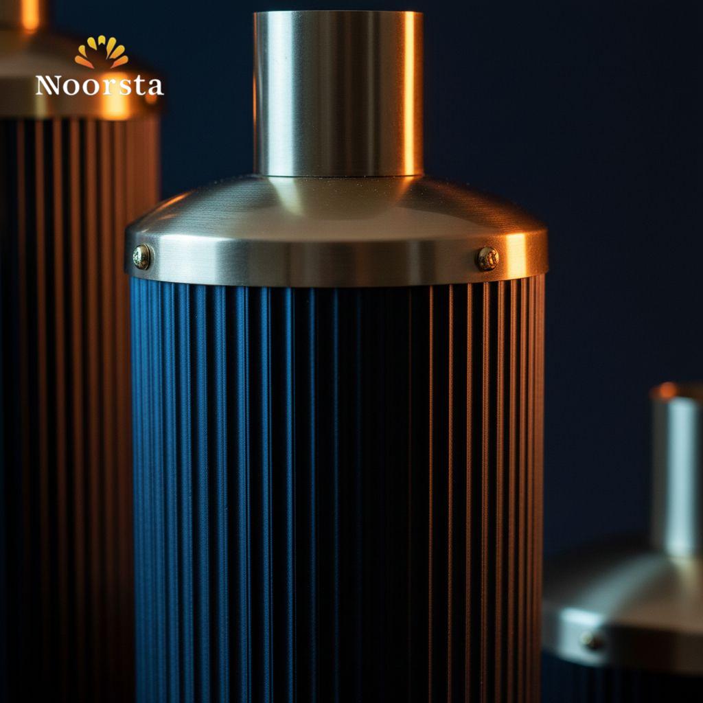 فازة معدن أسود في دهبي شيك جدا - Modern European Black & Gold Ribbed Metal Vase - Noorsta