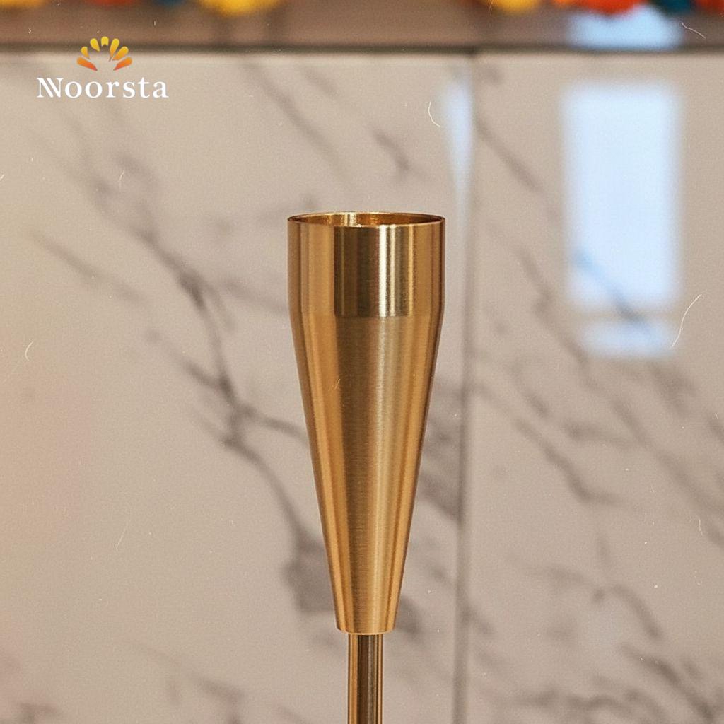 طقم شمعدان دهبي 3 قطع لتزيين السفرة - Luxury Nordic Gold Taper Candle Holder Set of 3 - Noorsta