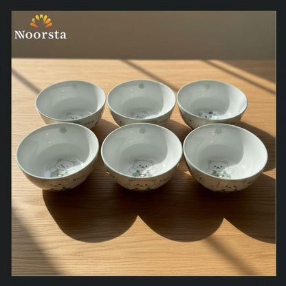 طقم بولات دبدوب بورسلين أندلسي 6 قطع - Chic Andalusian Porcelain Bear Bowl Set - Noorsta