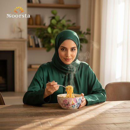 بولة بورسلين حراري كبيرة للشوربة والنودلز بتصميم ستيتش - Premium Heat-Resistant Porcelain Noodle & Soup Bowl - Noorsta