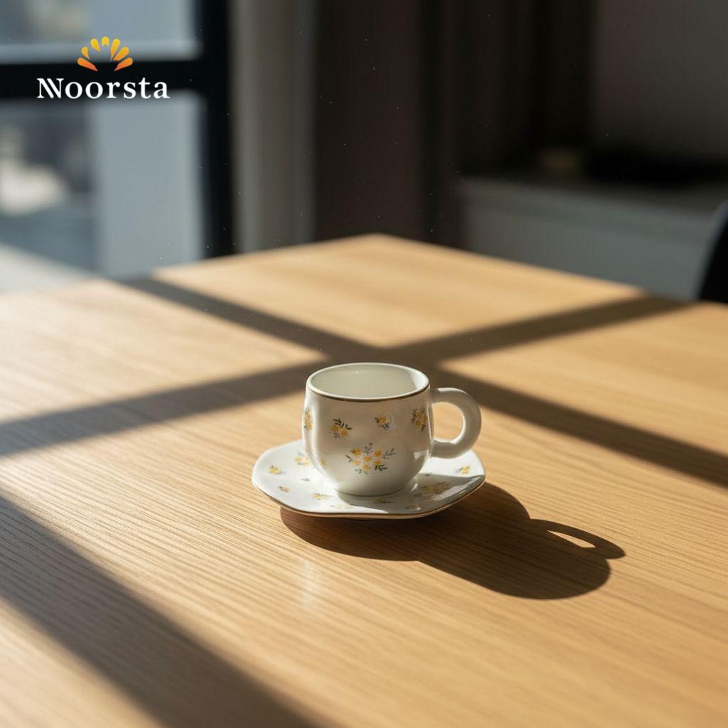طقم فناجين قهوة بورسلين شيك للتقديم - Classic Floral Porcelain Espresso Cup Set - Noorsta