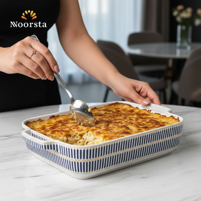 طاجن بورسلين مستطيل شيك للعزومات - Elegant Porcelain Rectangular Baking Dish - Noorsta