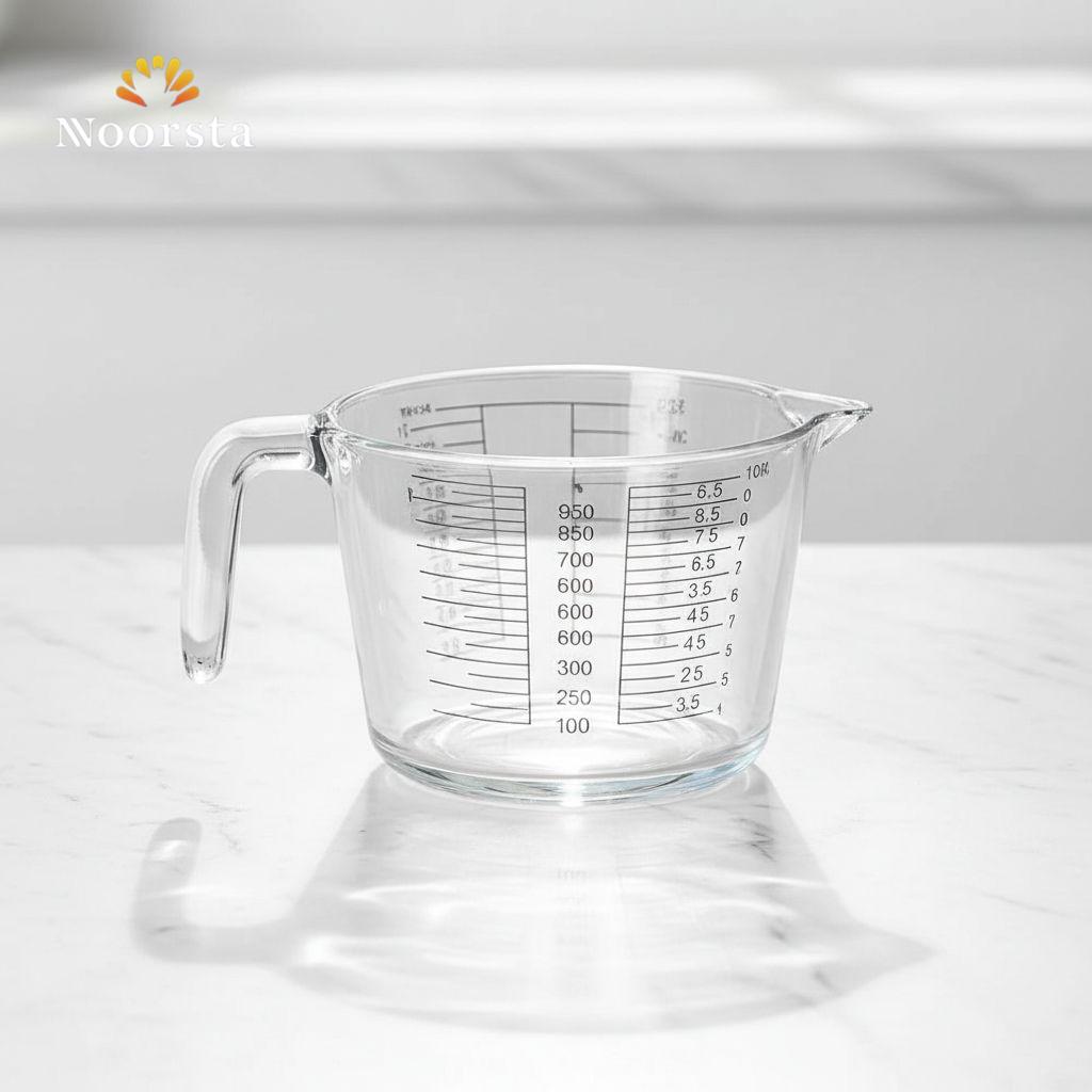 لبانة زجاج حراري مدرجة لغلي اللبن وعمل الحلويات - Premium Heat-Resistant Glass Measuring Jug - Noorsta