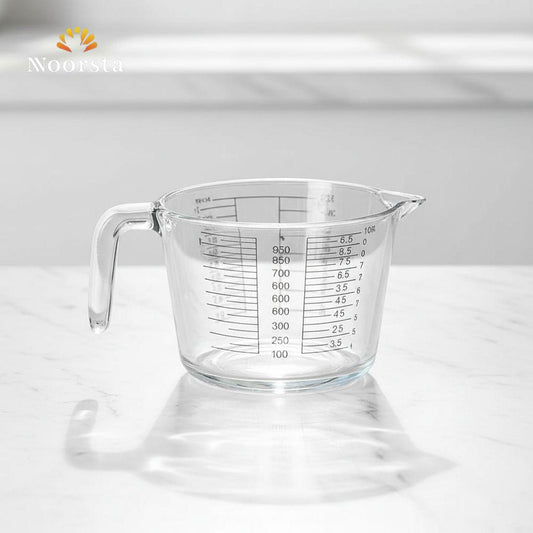 لبانة زجاج حراري مدرجة لغلي اللبن وعمل الحلويات - Premium Heat-Resistant Glass Measuring Jug - Noorsta