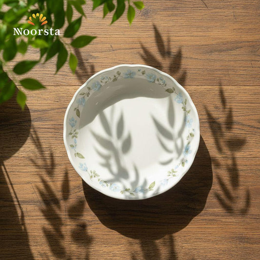 طبق غرف بورسلين بورد أزرق شيك جدا - Classic Blue Floral Porcelain Serving Bowl 20cm - Noorsta
