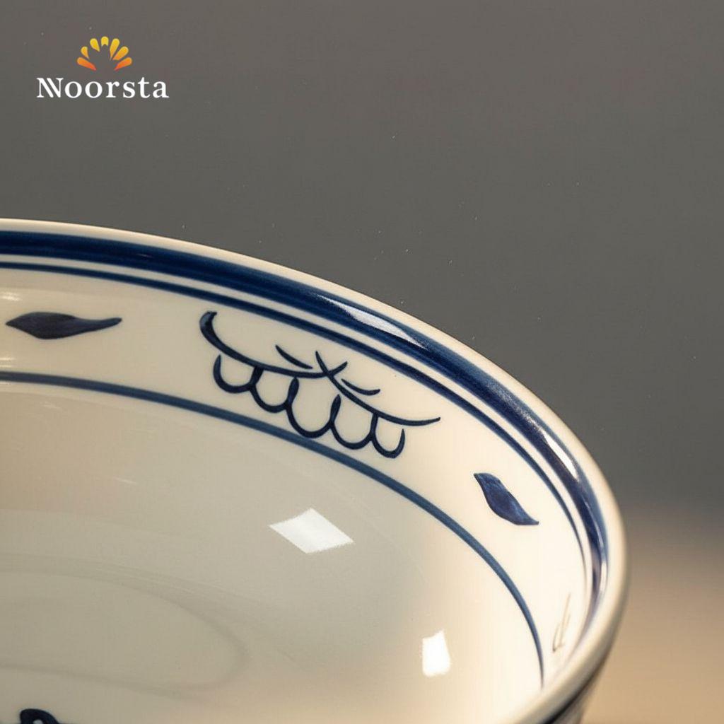 بولة سيراميك كبيرة للعزومات بنقشة زرقا - Authentic Blue Motif Ceramic Serving Bowl 4L - Noorsta