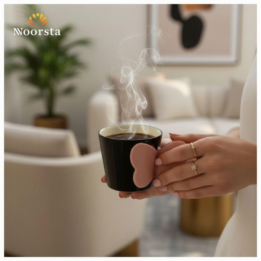 مج بورسلين شيك بتصميم فراشة للقهوة والشاي - Elegant Porcelain Butterfly Mug for Coffee and Tea - Noorsta