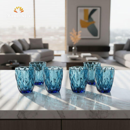 طقم كوبايات كريستال مضلعة شيك جدا للعصير والشاي - Elegant Ribbed Crystal Glass Cup Set - Noorsta