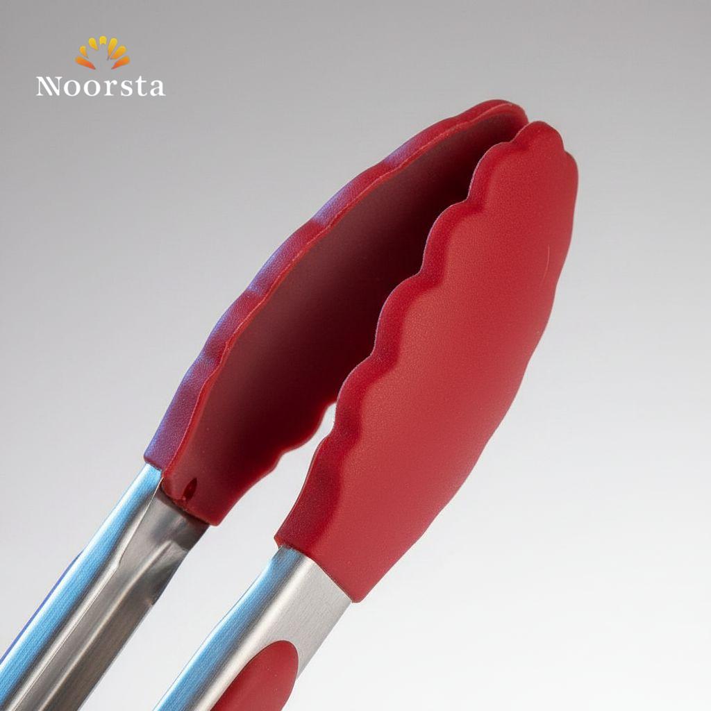 ماسك مطبخ سيليكون واستانلس حراري - Premium Heat Resistant Silicone Kitchen Tongs - Noorsta