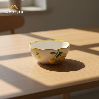 بولة بورسلين شكل ليمون بارز مقاس 10 سم - Vibrant Lemon Embossed Porcelain Bowl 10cm - Noorsta