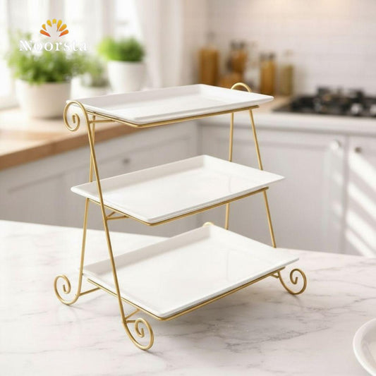 شيالة حلويات 3 دور شيك جدا - Elegant 3-Tier Metal Serving Stand - Noorsta