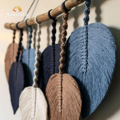 جدارية مكرمية بوهيمي شيك للبيت - Boho Chic Macrame Leaf Wall Hanging - Noorsta