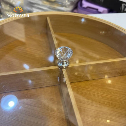 بوكس تسالي خشب بامبو 4 خانات بغطاء إكليريك شيك جدا - Premium Bamboo 4-Compartment Snack Box with Acrylic Lid - Noorsta