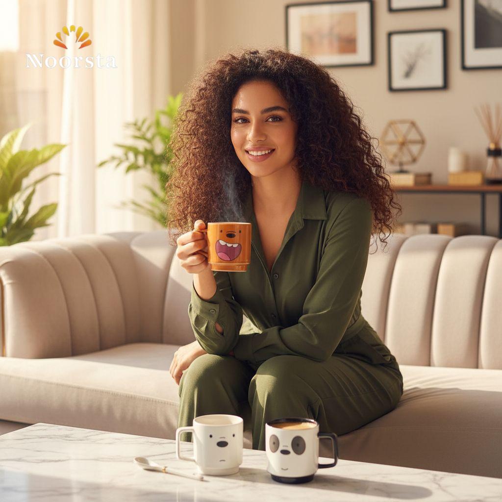 طقم مجات الدببة الثلاثة الكيوت - Playful 3-Piece Bear Mug Set - Noorsta