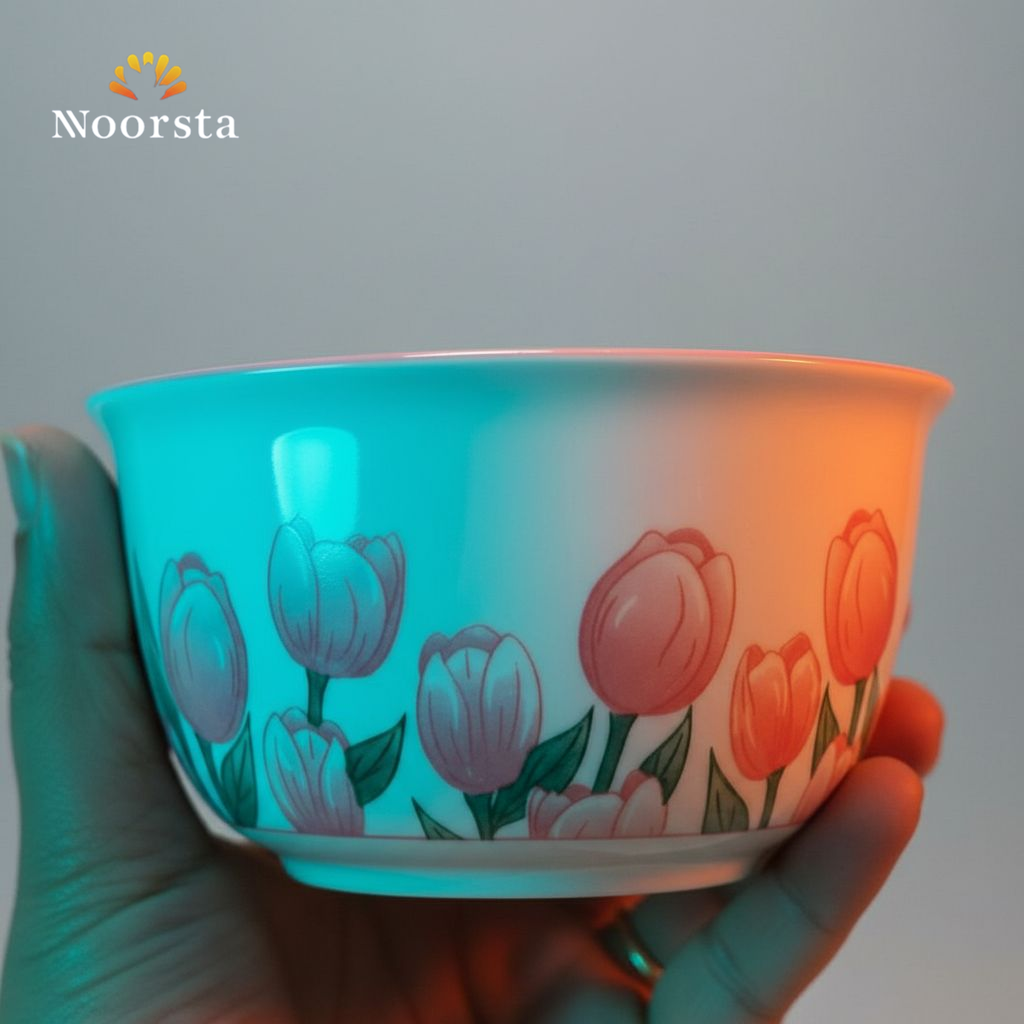 طقم بولات بورسلين بنقشة التيوليب لتقديم الشوربة والحلويات - Elegant Porcelain Tulip Dessert and Soup Bowls - Noorsta