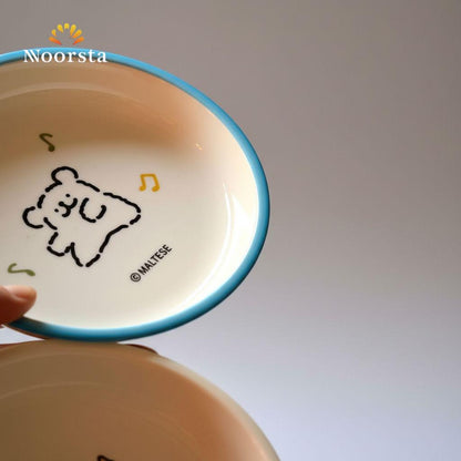 طبق بورسلين حراري بتصميم كيوت - Playful Porcelain Plate 21cm - Noorsta