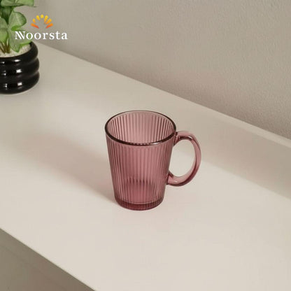 طقم أكواب لومينا الزجاجية المضلعة - لون جمشت - 6 قطع