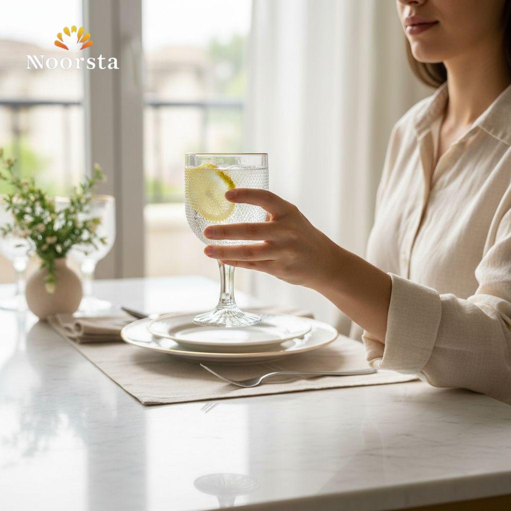 طقم كاسات كريستال بنقش بارز وحافة ذهبية - 6 قطع